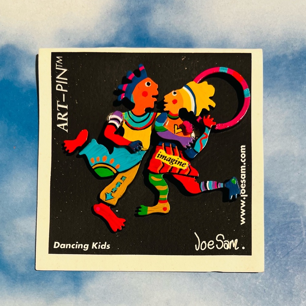 Rare NWT Joe Sam Art Pin “Imagine” Dancing Kids OS